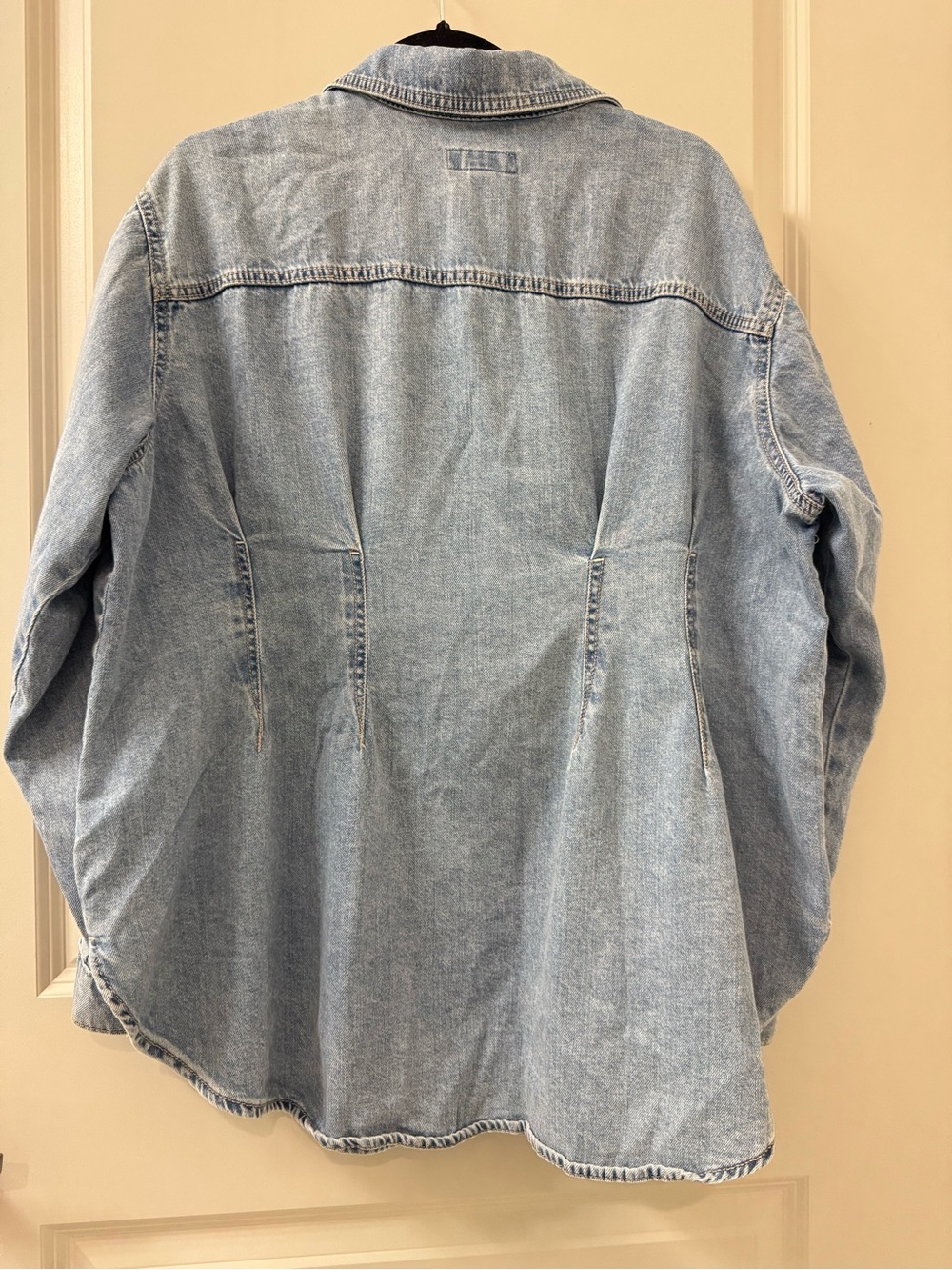 Ava & Viv Women's Denim Shirt Plus Size XL Light Wash Button Up Cotton Shacket - Picture 3 of 11